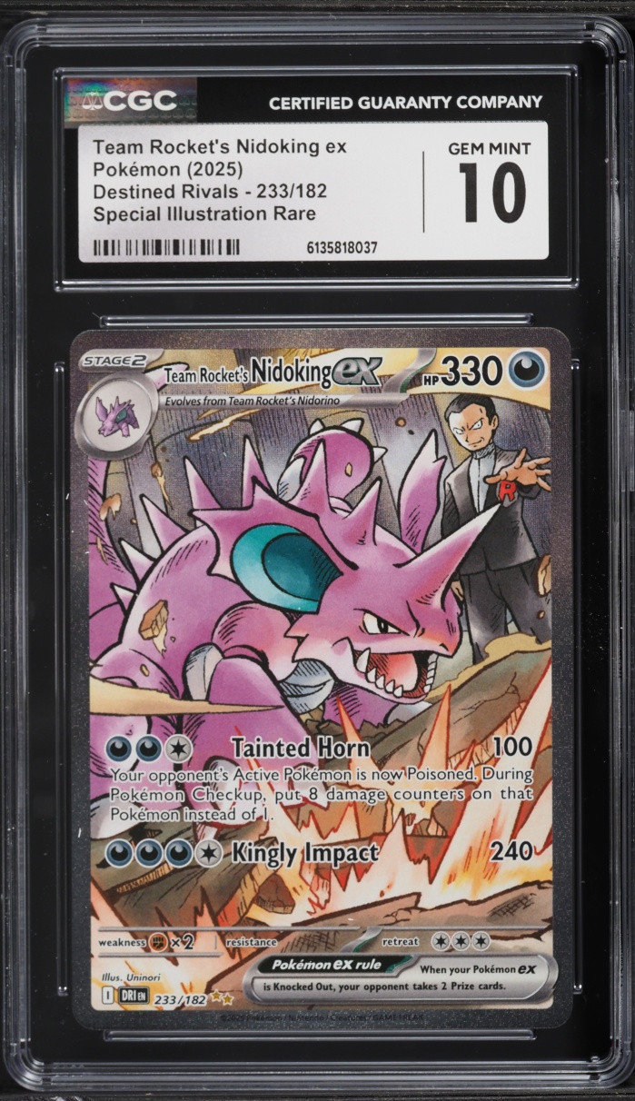 2025 Pokemon SV Destined Rivals SIR Team Rocket's Nidoking ex #233 CGC 10 GEM MINT