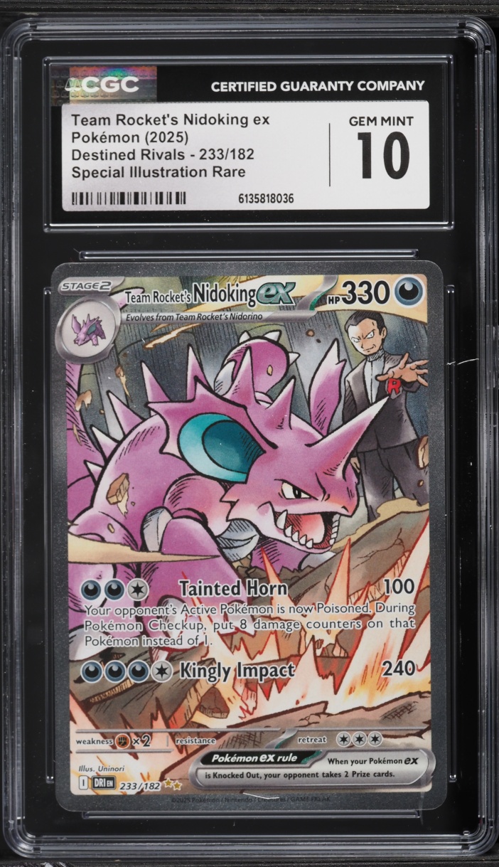 2025 Pokemon SV Destined Rivals SIR Team Rocket's Nidoking ex #233 CGC 10 GEM MINT