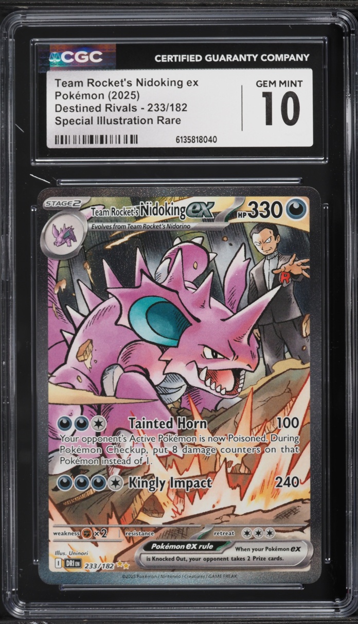 2025 Pokemon SV Destined Rivals SIR Team Rocket's Nidoking ex #233 CGC 10 GEM MINT