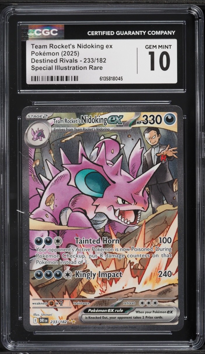 2025 Pokemon SV Destined Rivals SIR Team Rocket's Nidoking ex #233 CGC 10 GEM MINT