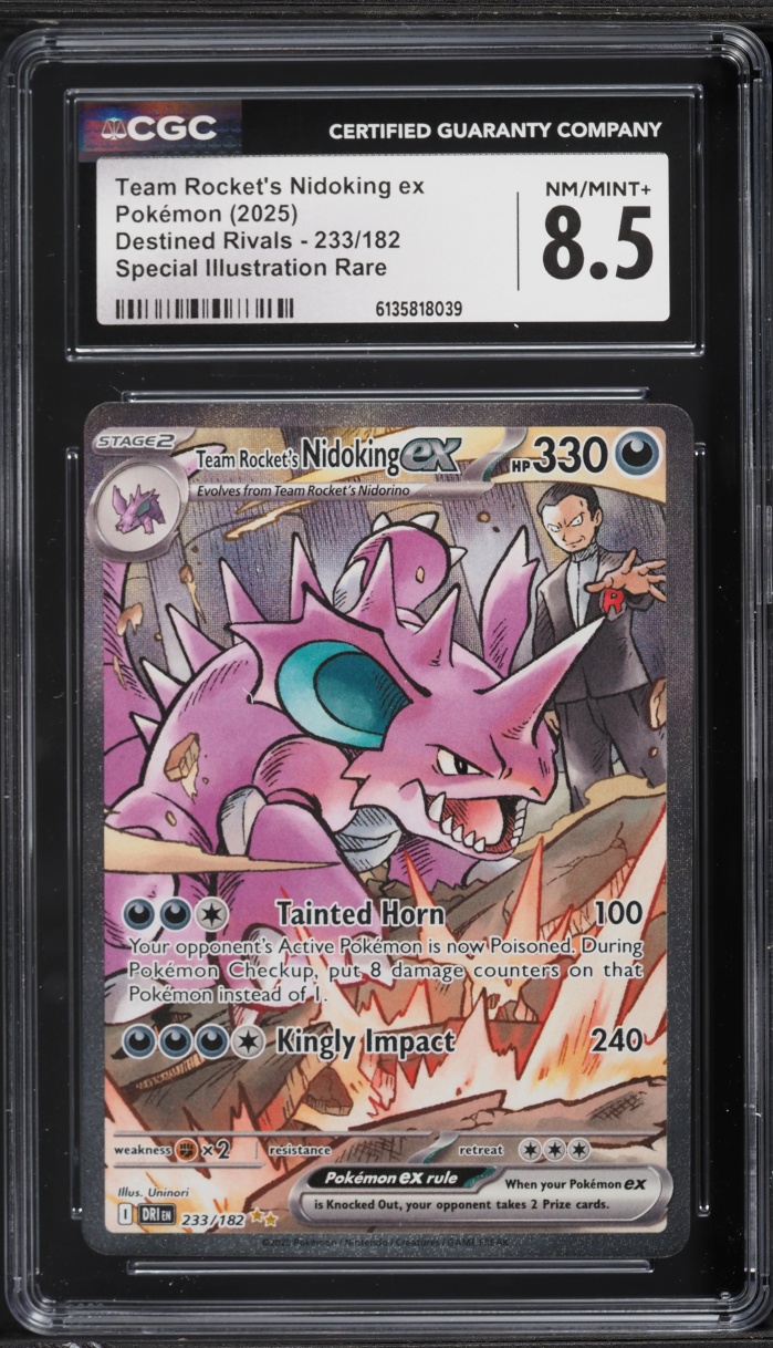 2025 Pokemon SV Destined Rivals SIR Team Rocket's Nidoking ex #233 CGC 8.5 NM-MT+