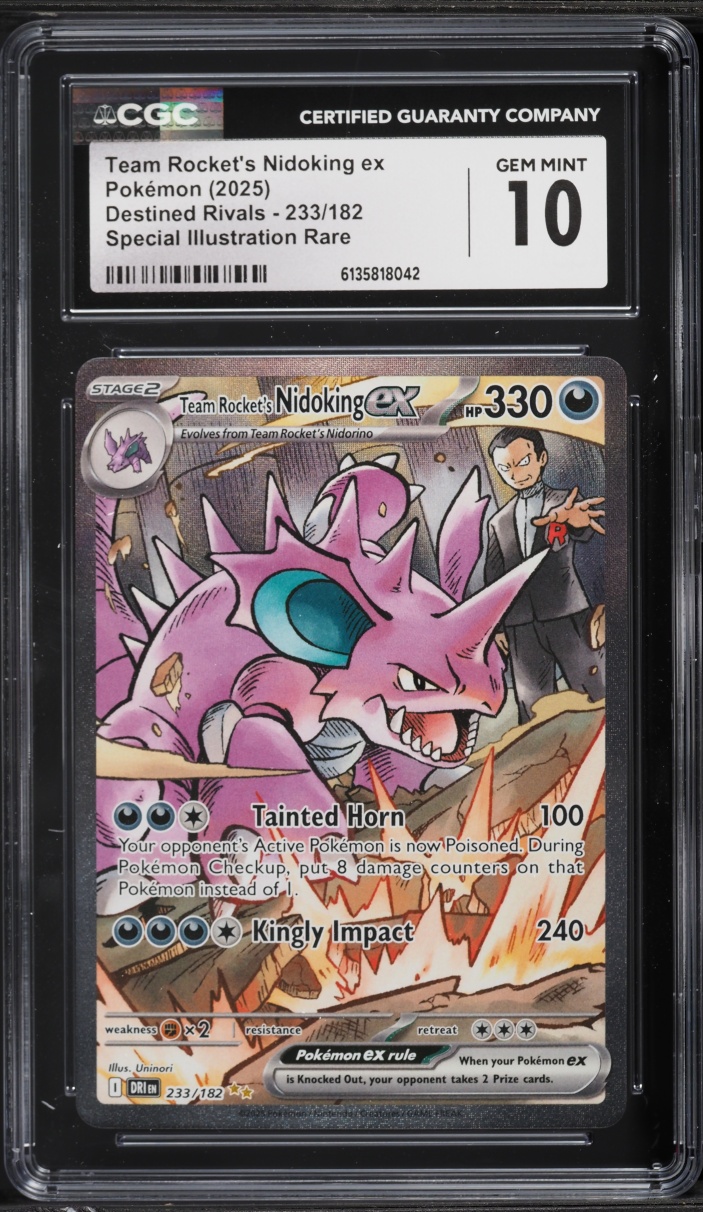 2025 Pokemon SV Destined Rivals SIR Team Rocket's Nidoking ex #233 CGC 10 GEM MINT