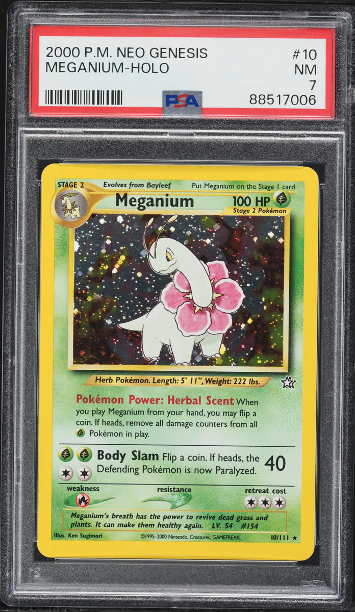 2000 Pokemon Neo Genesis Holo Meganium #10 PSA 7 NRMT