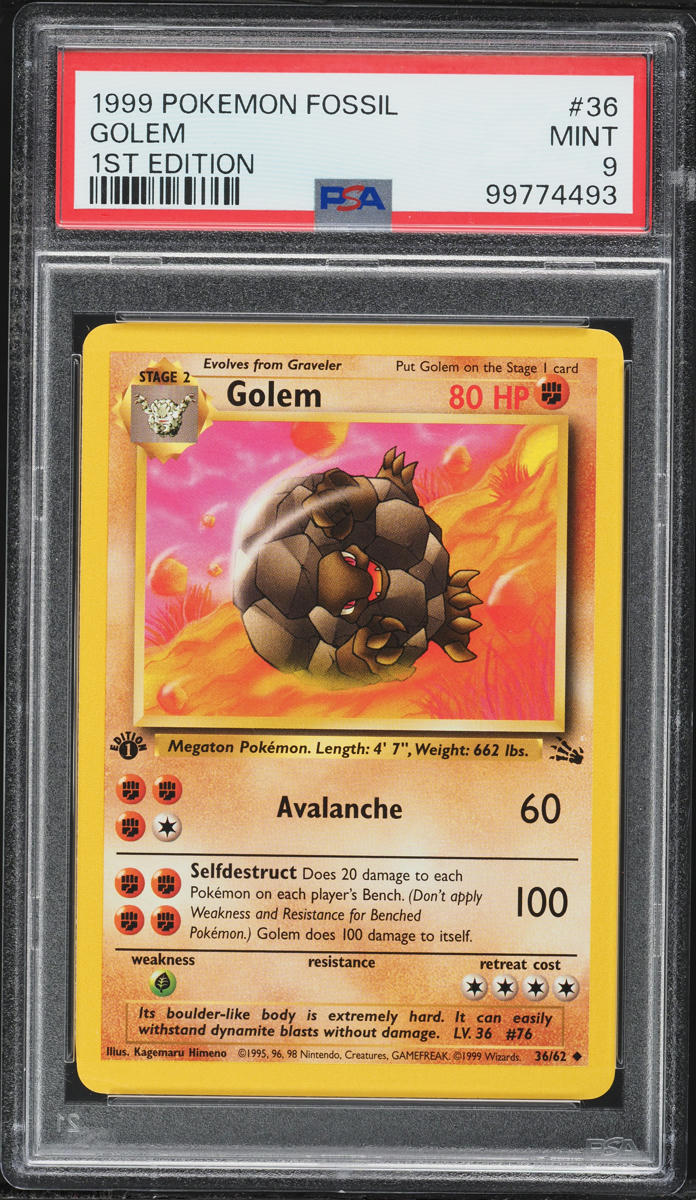 1999 Pokemon Fossil 1st Edition Golem #36 PSA 9 MINT