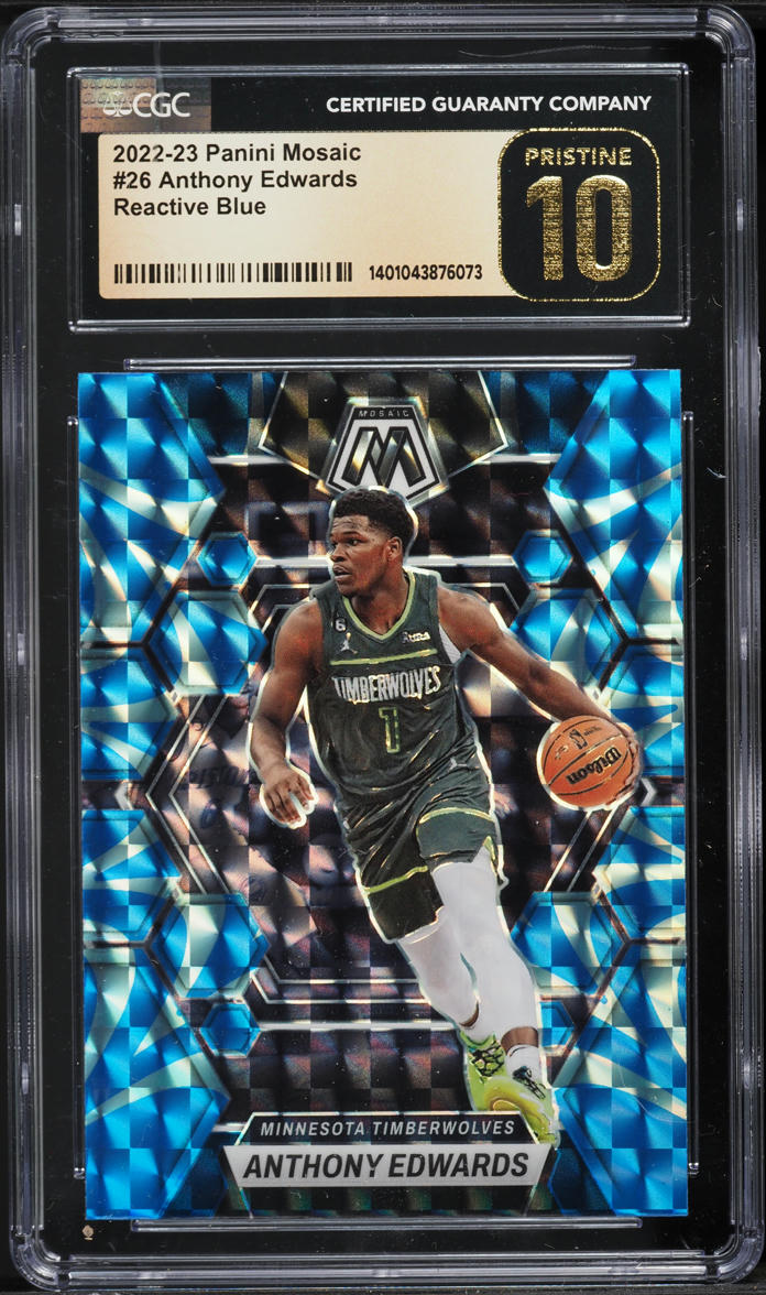 2022 Panini Mosaic Reactive Blue Anthony Edwards #26 CGC 10 PRISTINE