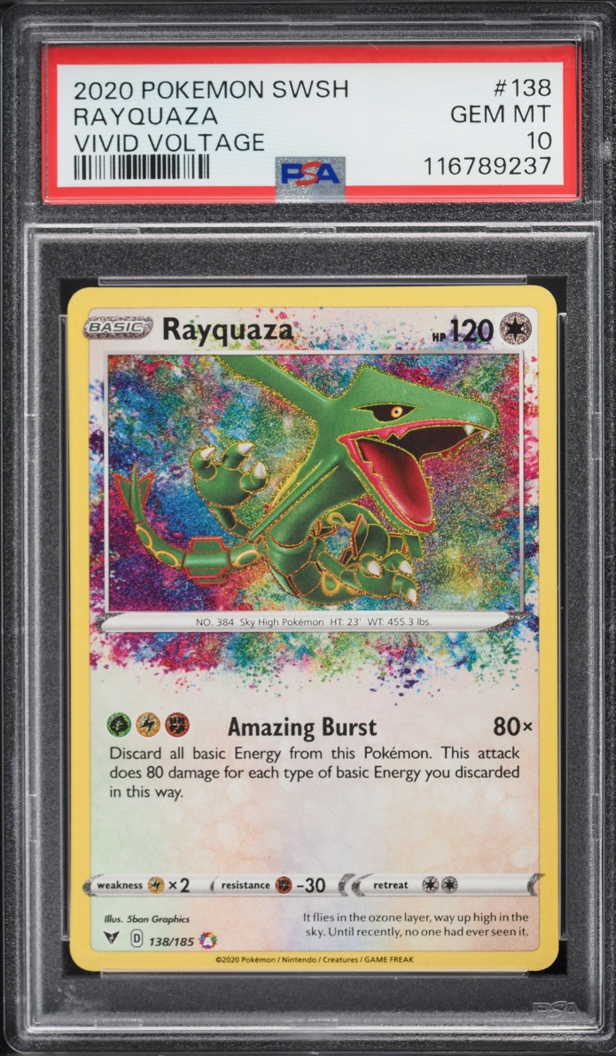 2020 Pokemon Sword & Shield Vivid Voltage Amazing Rare Rayquaza #138 PSA 10 GEM MINT