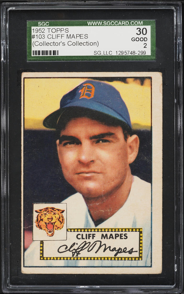 1952 Topps Cliff Mapes COLLECTOR'S COLLECTION #103 SGC 2 GD