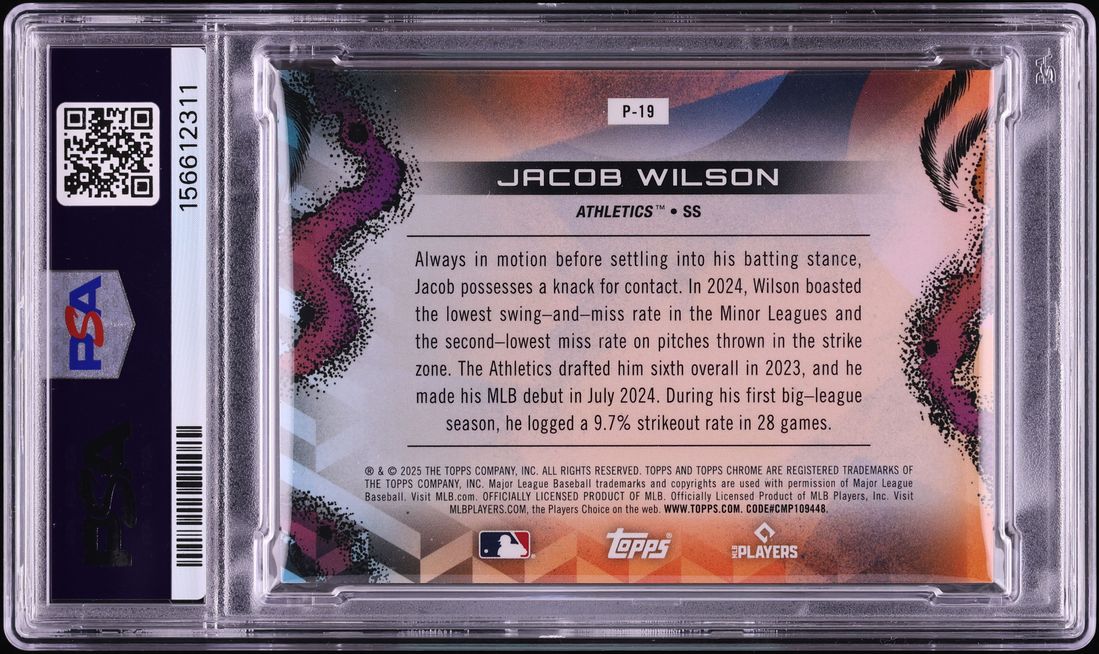 2025 Topps Chrome Cosmic Planetarium Jacob Wilson ROOKIE #19 PSA 8 NM-MT