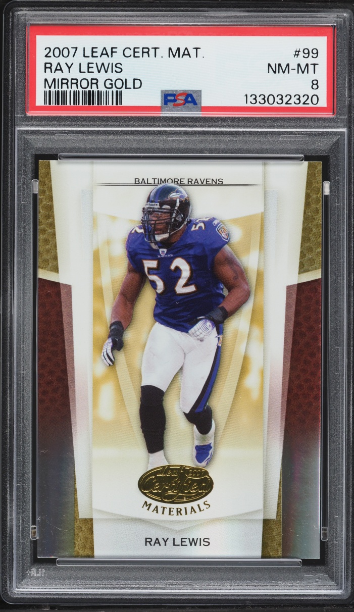 2007 Leaf Certified Materials Mirror Gold Ray Lewis 25/25 #99 PSA 8 NM-MT