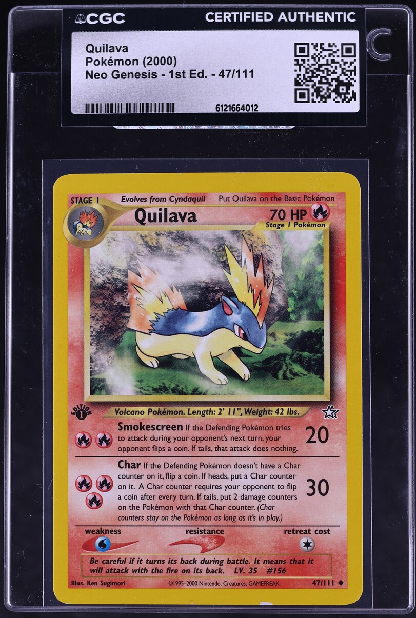 2000 Pokemon Neo Genesis 1st Edition Quilava #47 CGC AUTH