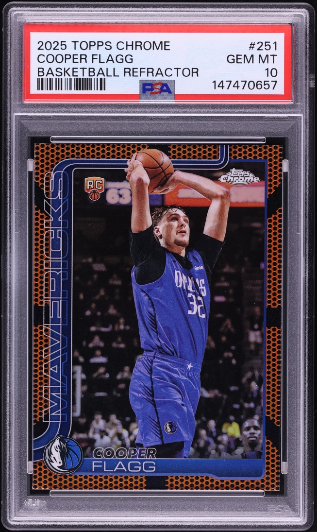 2025 Topps Chrome Basketball Refractor Cooper Flagg ROOKIE #251 PSA 10 GEM MINT