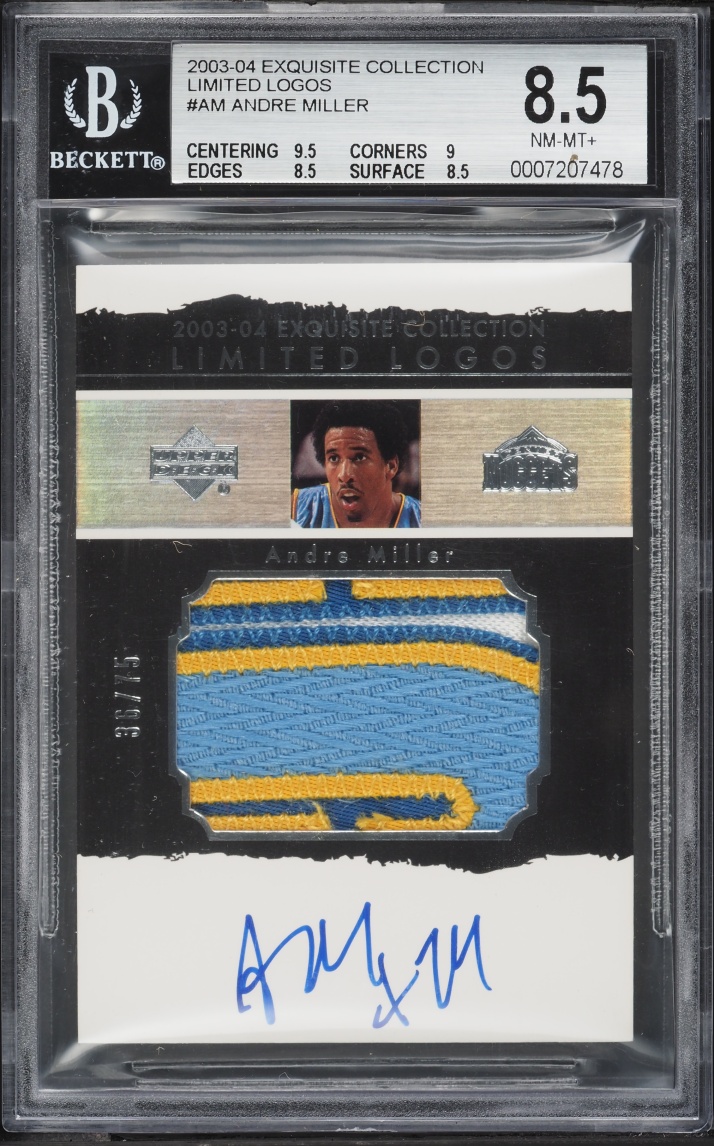 2003 Exquisite Collection Limited Logos Andre Miller PATCH AUTO /75 #LL-AM BGS 8.5 NM-MT+