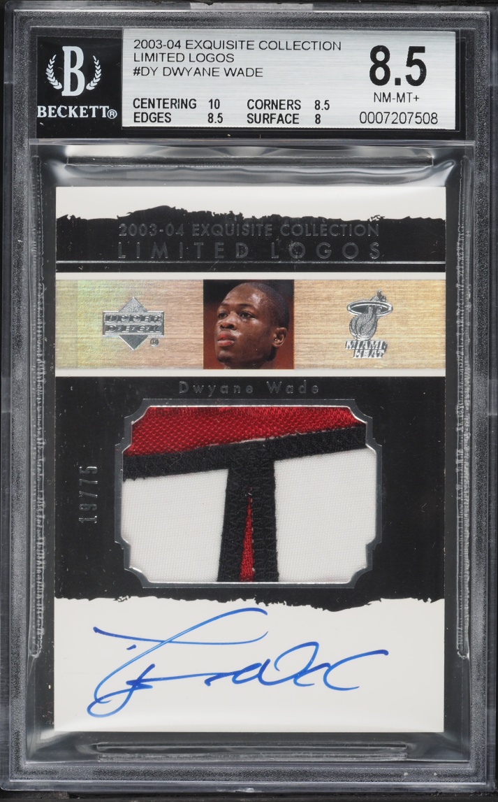 2003 Exquisite Collection Limited Logos Dwyane Wade ROOKIE PATCH AUTO /75 #LL-DY BGS 8.5 NM-MT+