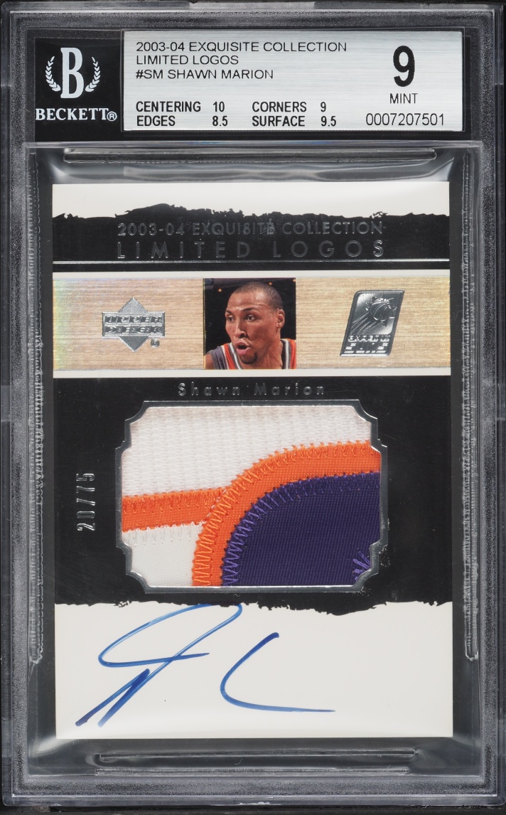 2003 Exquisite Collection Limited Logos Shawn Marion PATCH AUTO /75 #LL-SM BGS 9 MINT
