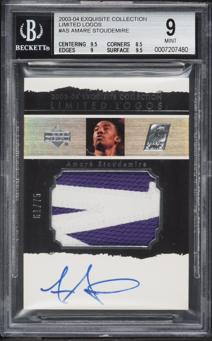 2003 Exquisite Collection Limited Logos Amare Stoudemire PATCH AUTO /75 #LL-AS BGS 9 MINT