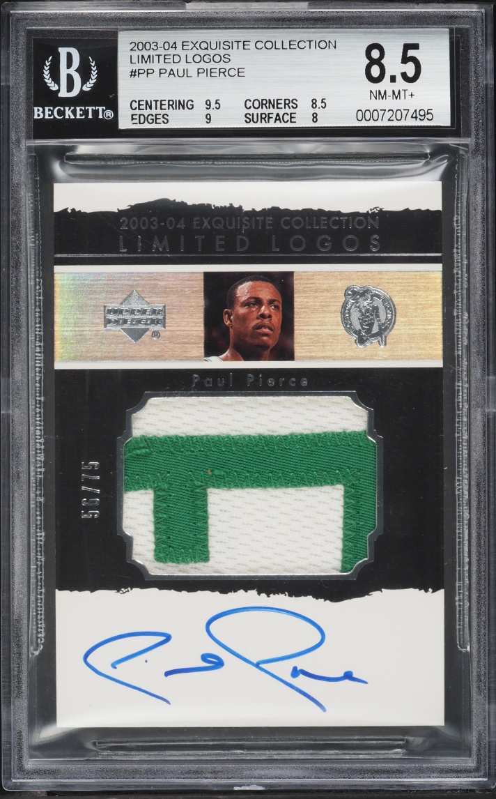 2003 Exquisite Collection Limited Logos Paul Pierce PATCH AUTO /75 #LL-PP BGS 8.5 NM-MT+