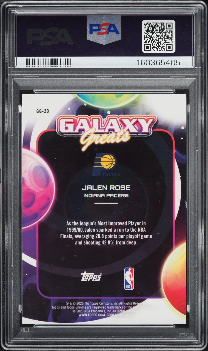 2025 Topps Chrome Cosmic Galaxy Greats Purple Nebula Jalen Rose /150 #29 PSA 9 MINT