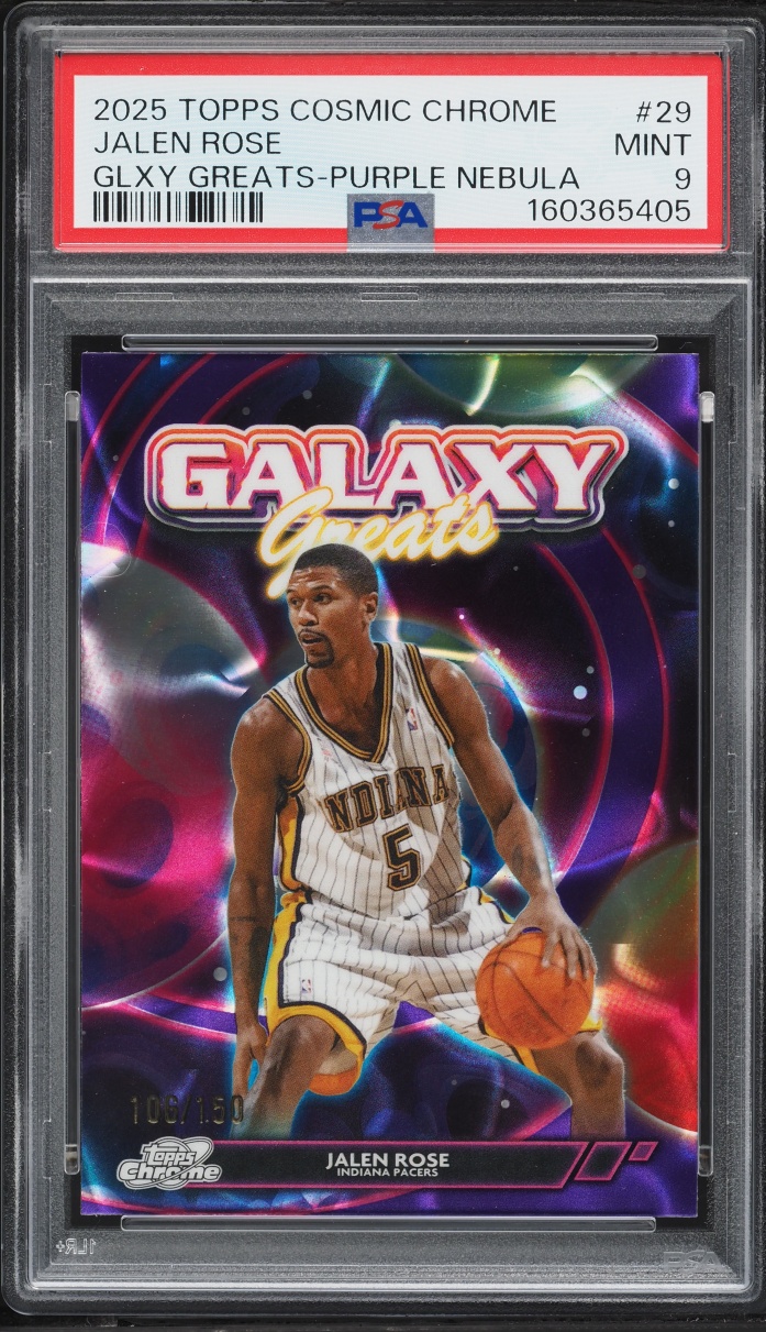 2025 Topps Chrome Cosmic Galaxy Greats Purple Nebula Jalen Rose /150 #29 PSA 9 MINT