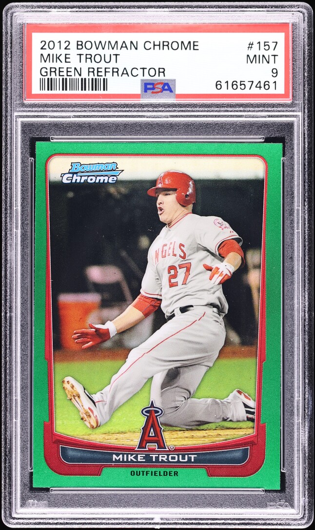 2012 Bowman Chrome Green Refractor Mike Trout ROOKIE #157 PSA 9 MINT