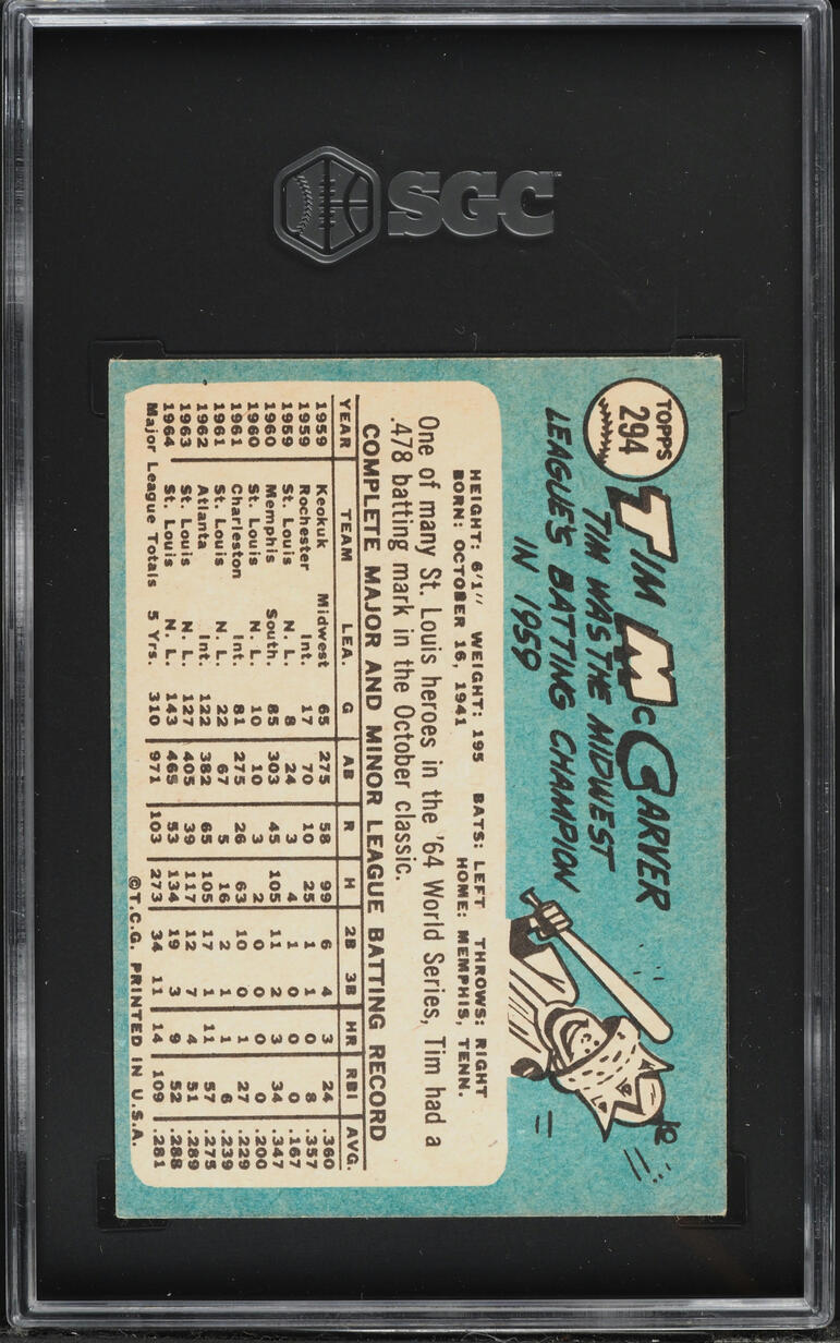 1965 Topps Tim McCarver #294 SGC 5.5 EX+