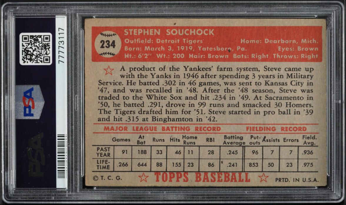 1952 Topps Steve Souchock #234 PSA 4 VGEX