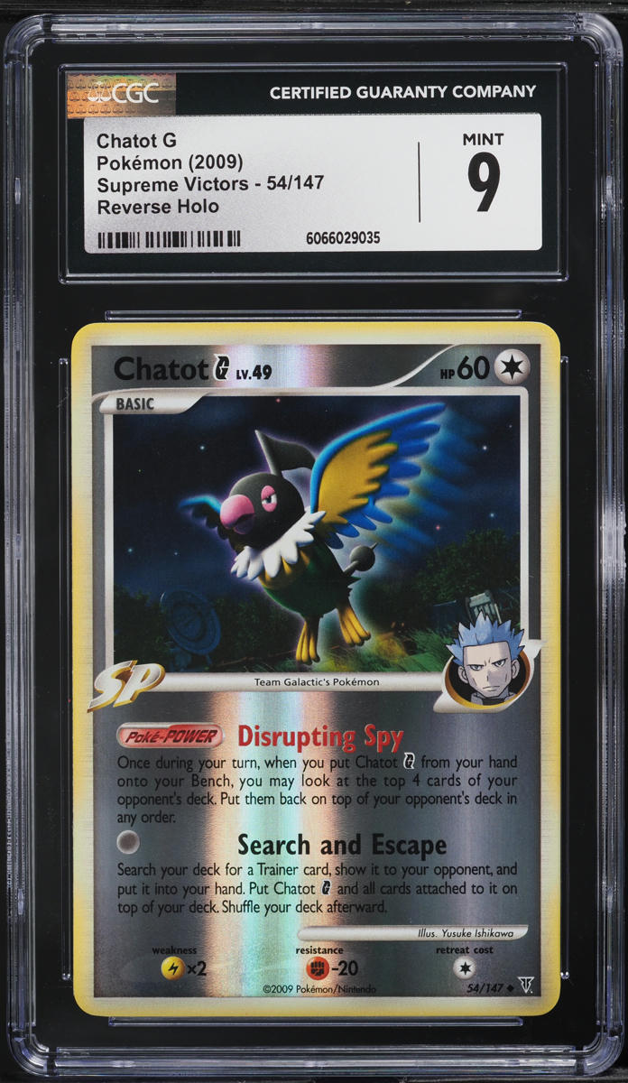 2009 Pokemon Platinum Supreme Victors Reverse Holo Chatot G #54 CGC 9 MINT