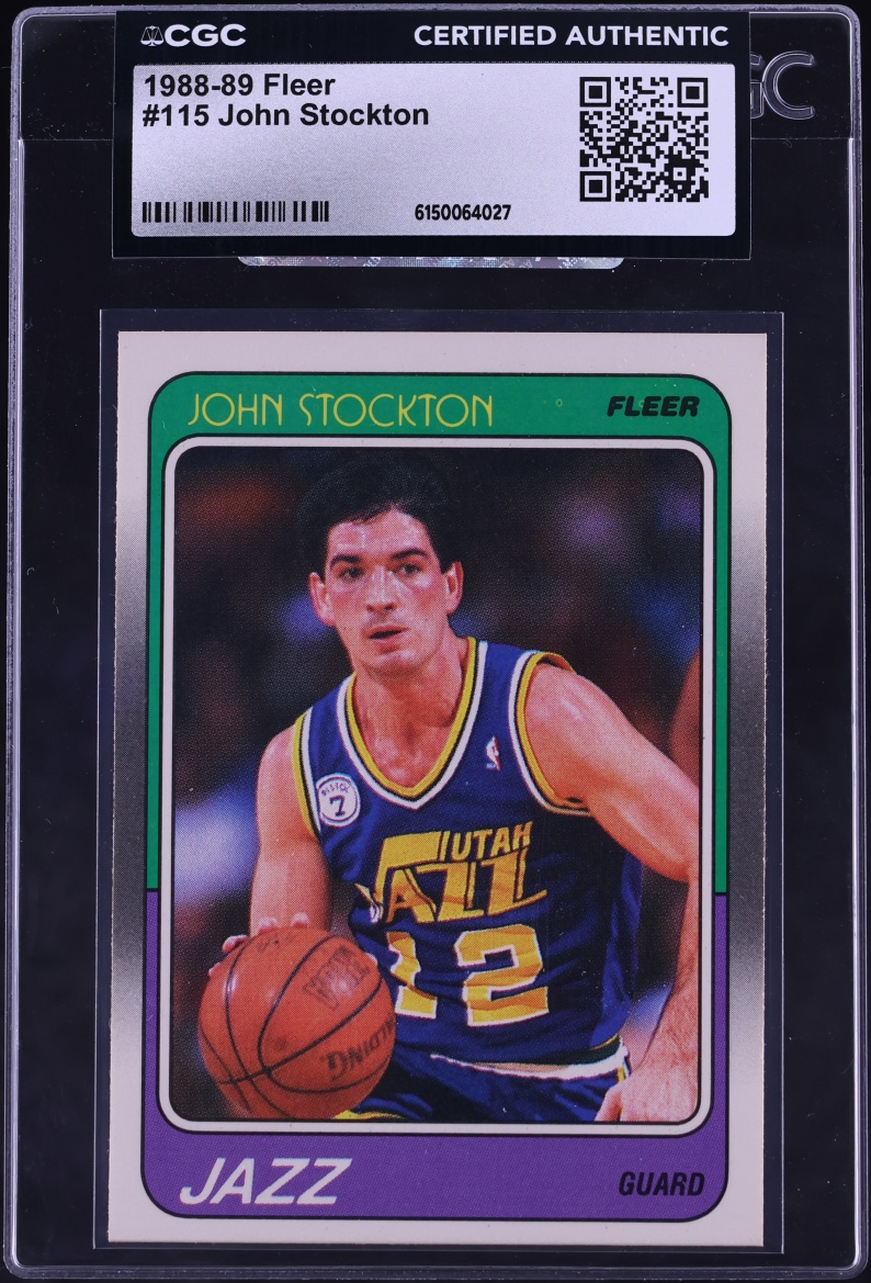 1988 Fleer Basketball John Stockton ROOKIE #115 CGC AUTH