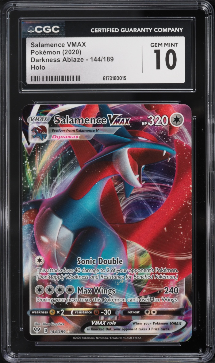2020 Pokemon Sword & Shield Darkness Ablaze Full Art Salamence VMAX #144 CGC 10 GEM MINT