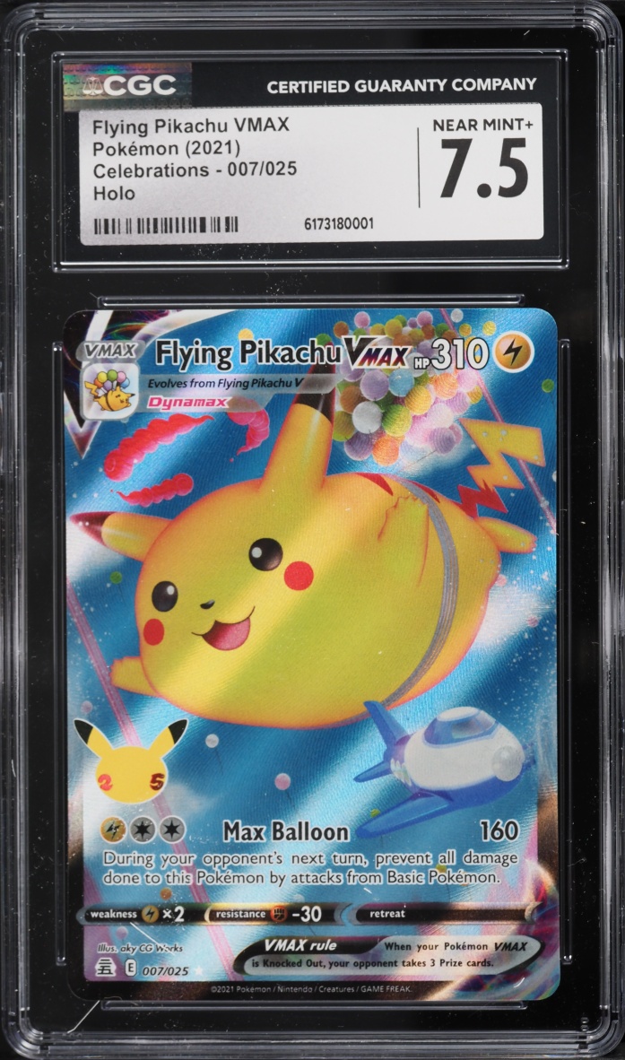 2021 Pokemon Sword & Shield Celebrations Full Art Flying Pikachu VMAX #7 CGC 7.5 NRMT+