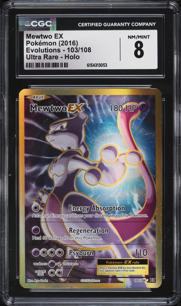 2016 Pokemon XY Evolutions Full Art Mewtwo EX #103 CGC 8 NM-MT