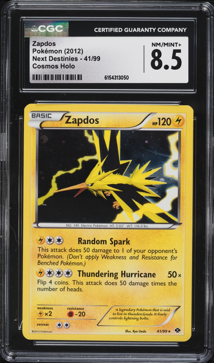 2012 Pokemon Black & White Next Destinies Cosmos Holo Zapdos #41 CGC 8.5 NM-MT+
