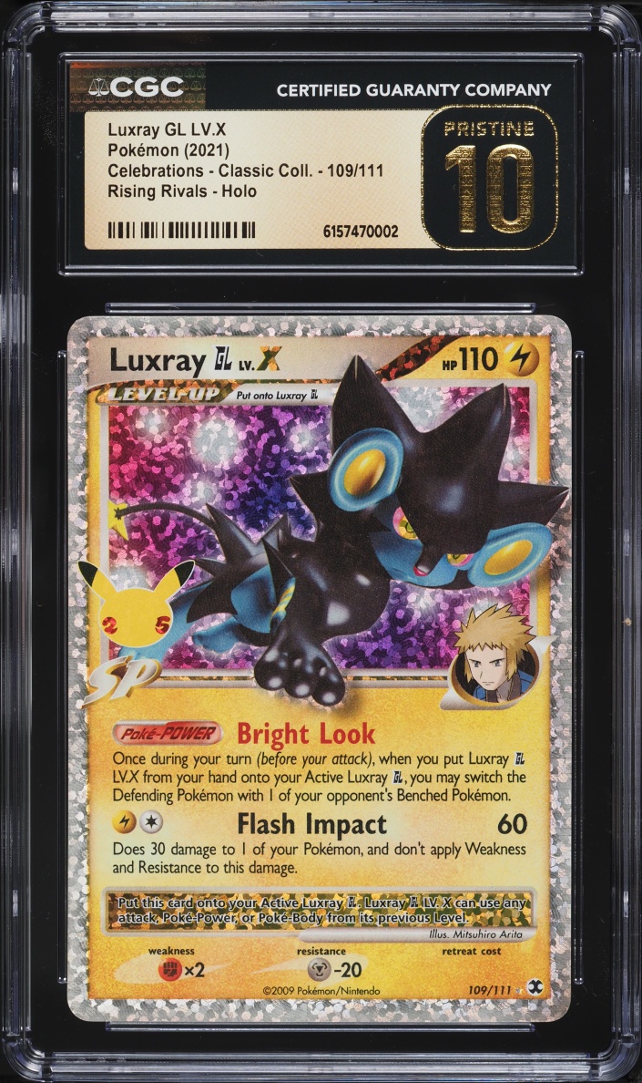 2021 Pokemon Sword & Shield Celebrations Classic Holo Luxray GL LV.X #109 CGC 10 PRISTINE