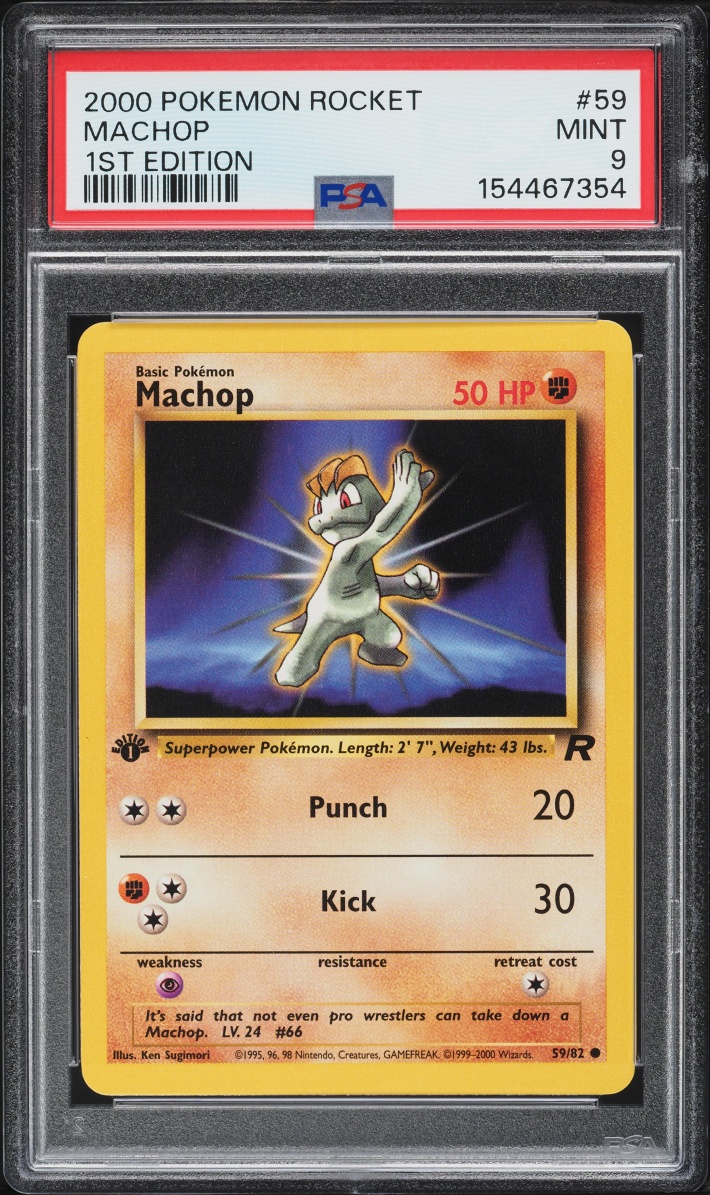 2000 Pokemon Team Rocket 1st Edition Machop #59 PSA 9 MINT