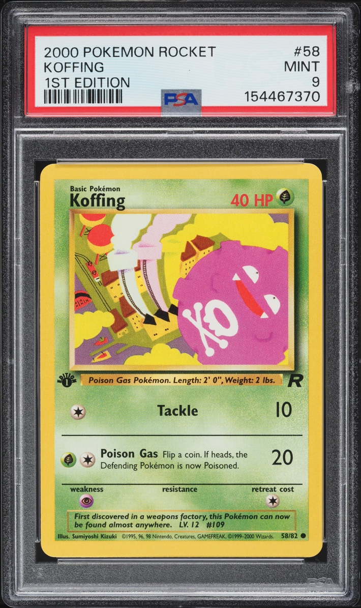 2000 Pokemon Team Rocket 1st Edition Koffing #58 PSA 9 MINT