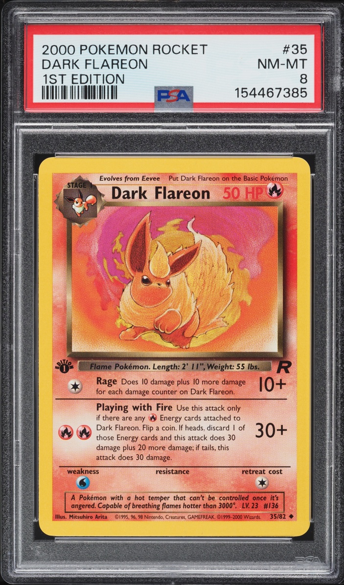 2000 Pokemon Team Rocket 1st Edition Dark Flareon #35 PSA 8 NM-MT
