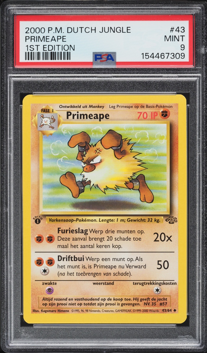 2000 Pokemon Dutch Jungle 1st Edition Primeape #43 PSA 9 MINT