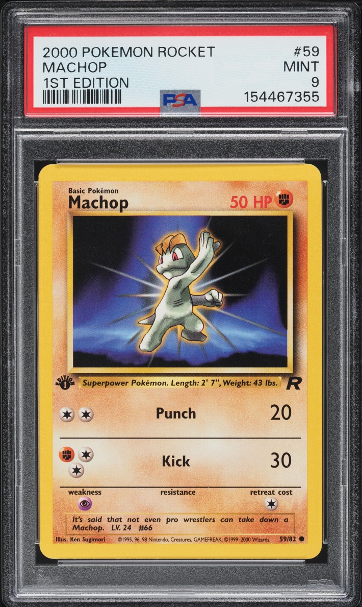 2000 Pokemon Team Rocket 1st Edition Machop #59 PSA 9 MINT