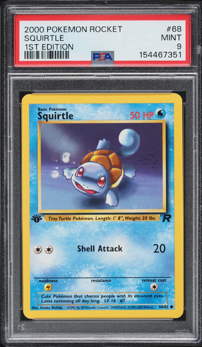 2000 Pokemon Team Rocket 1st Edition Squirtle #68 PSA 9 MINT