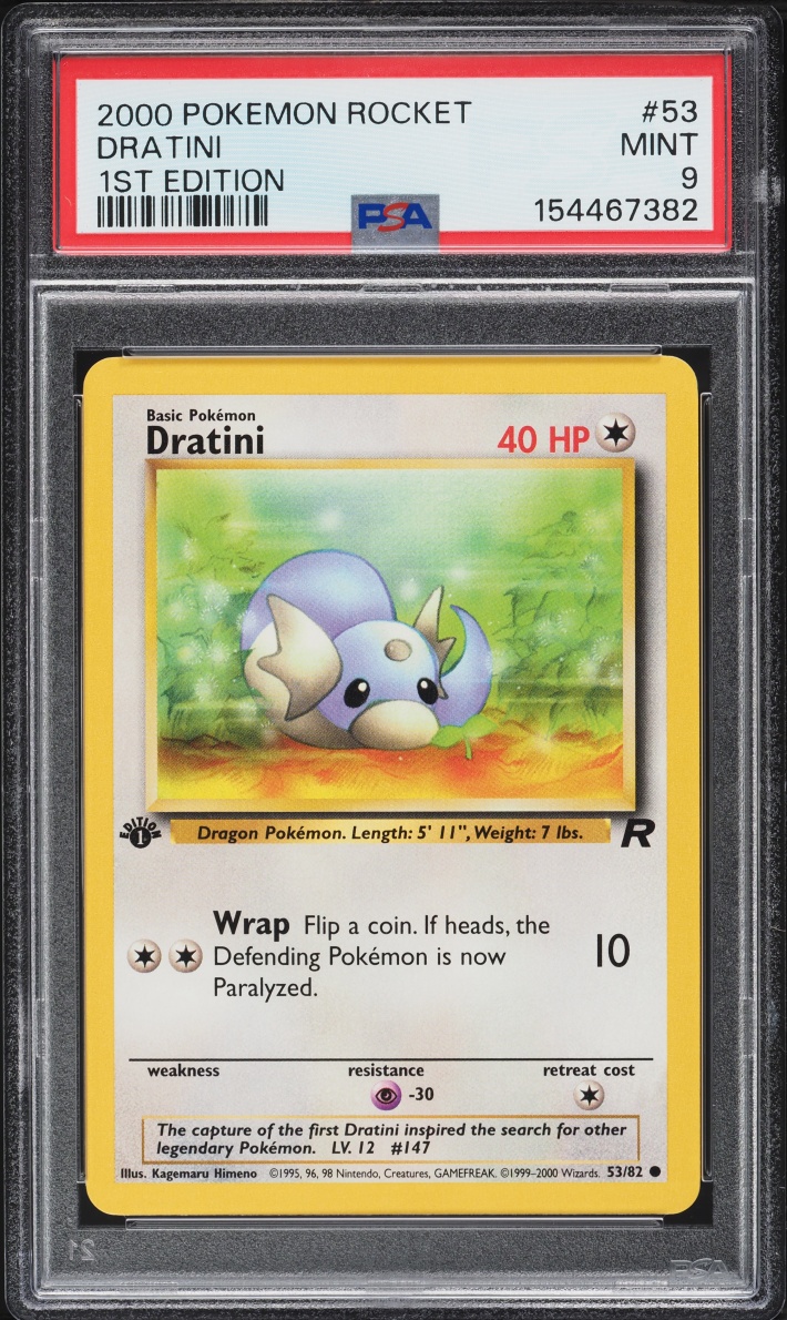 2000 Pokemon Team Rocket 1st Edition Dratini #53 PSA 9 MINT