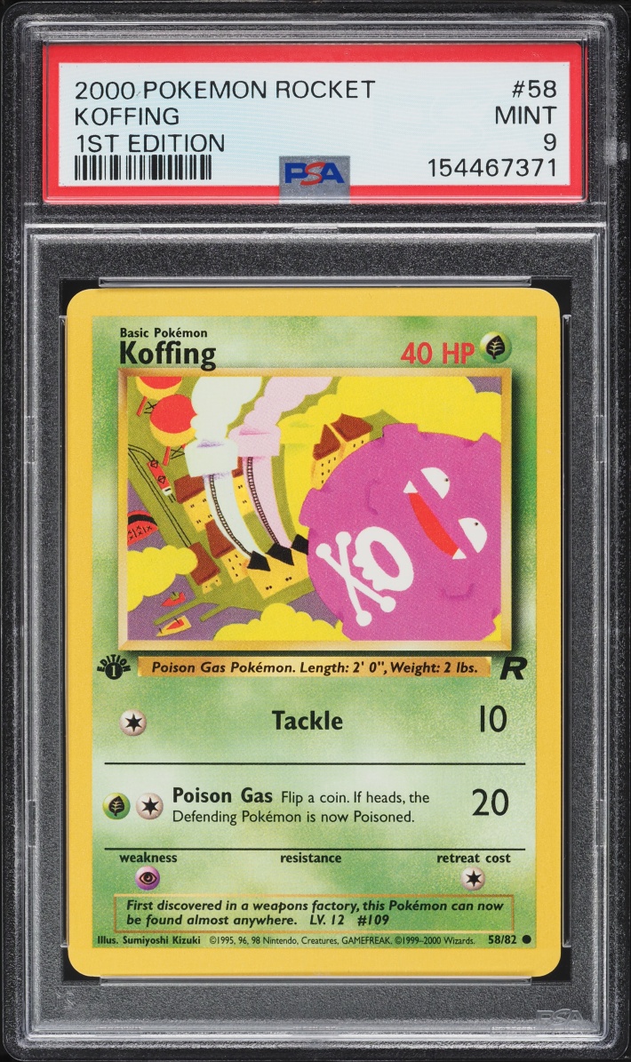 2000 Pokemon Team Rocket 1st Edition Koffing #58 PSA 9 MINT