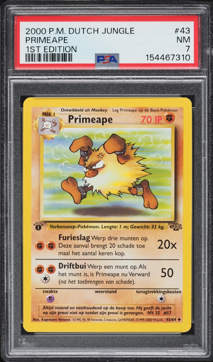 2000 Pokemon Dutch Jungle 1st Edition Primeape #43 PSA 7 NRMT