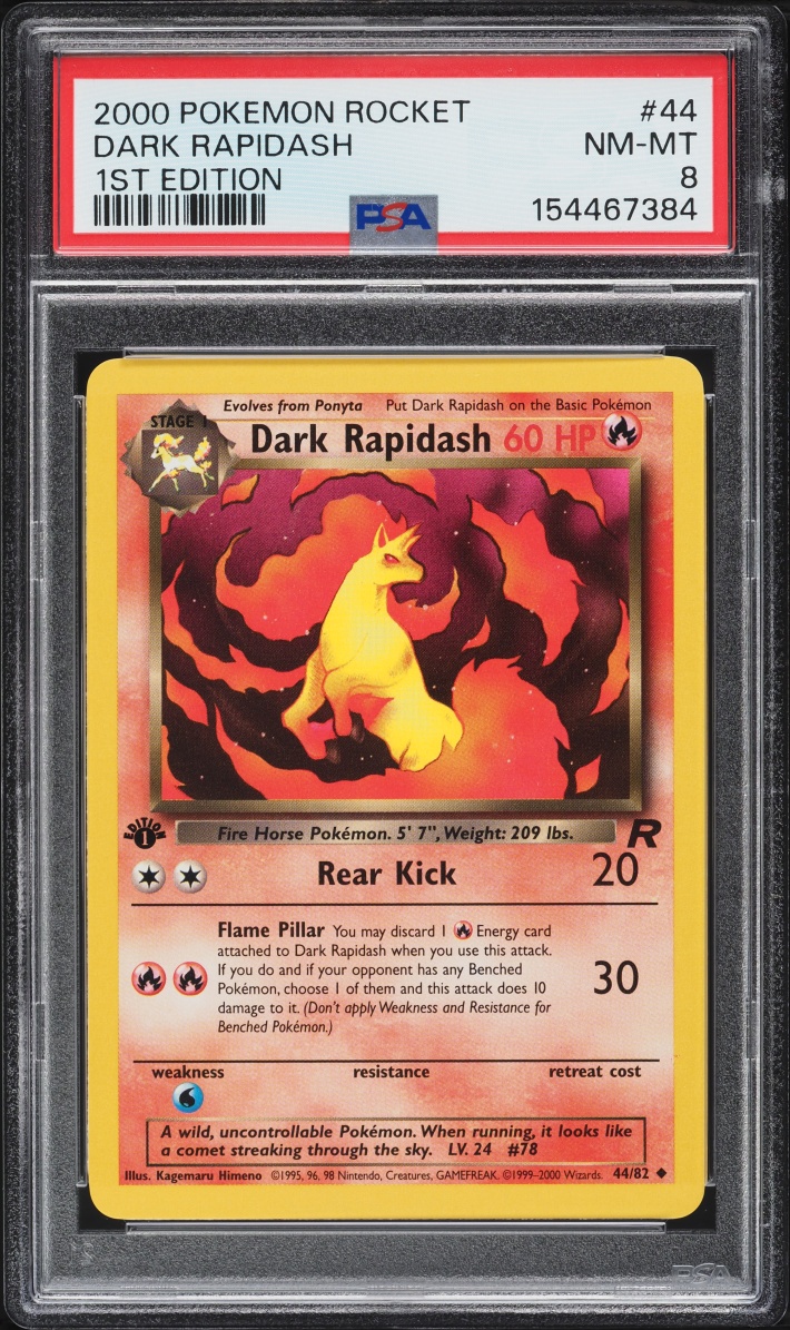 2000 Pokemon Team Rocket 1st Edition Dark Rapidash #44 PSA 8 NM-MT