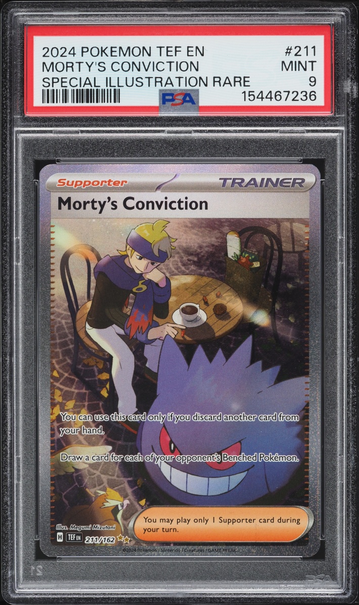 2024 Pokemon Scarlet & Violet Temporal Forces SIR Morty's Conviction #211 PSA 9 MINT