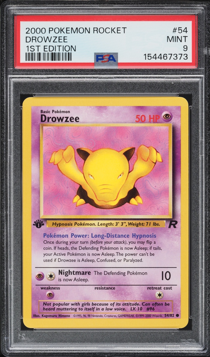 2000 Pokemon Team Rocket 1st Edition Drowzee #54 PSA 9 MINT
