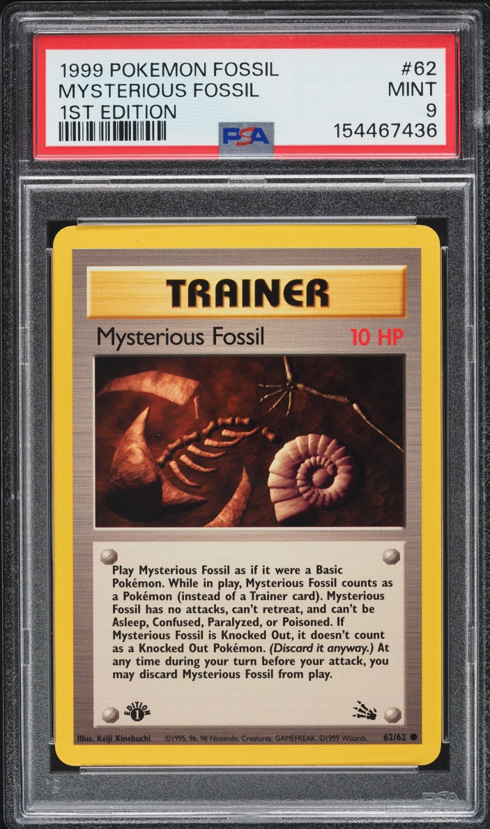 1999 Pokemon Fossil 1st Edition Mysterious Fossil #62 PSA 9 MINT