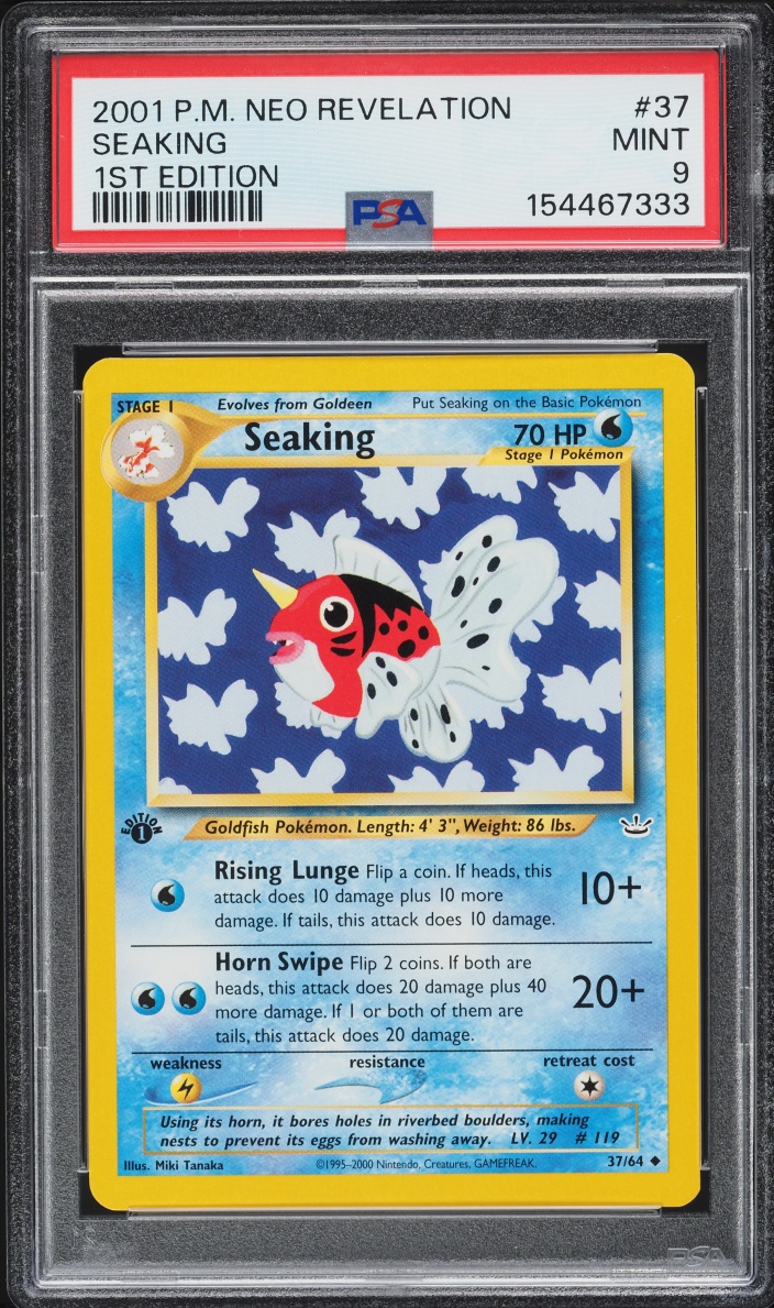 2001 Pokemon Neo Revelation 1st Edition Seaking #37 PSA 9 MINT