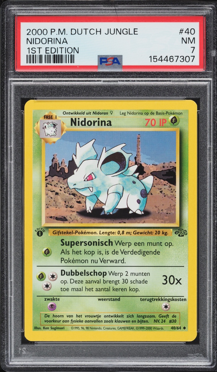 2000 Pokemon Dutch Jungle 1st Edition Nidorina #40 PSA 7 NRMT
