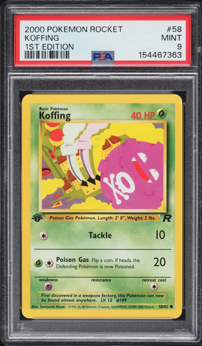 2000 Pokemon Team Rocket 1st Edition Koffing #58 PSA 9 MINT