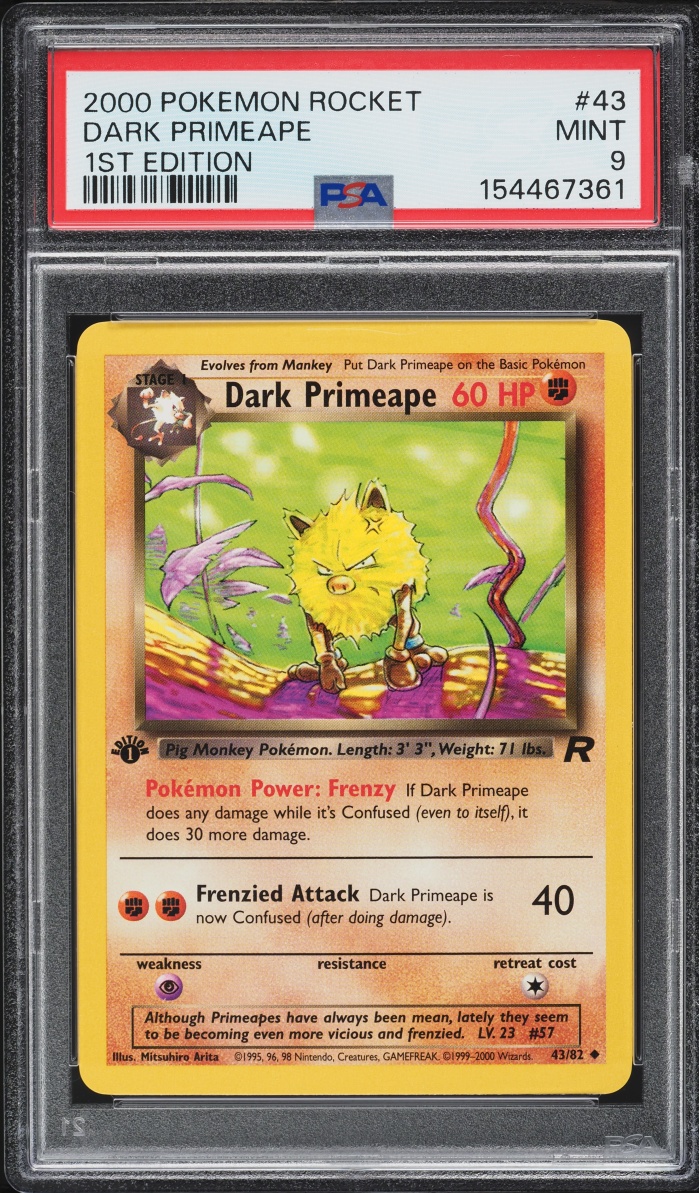 2000 Pokemon Team Rocket 1st Edition Dark Primeape #43 PSA 9 MINT