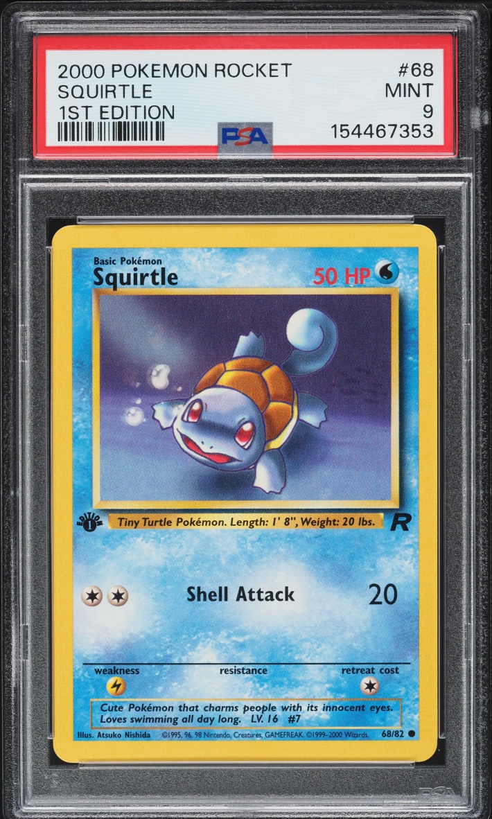 2000 Pokemon Team Rocket 1st Edition Squirtle #68 PSA 9 MINT